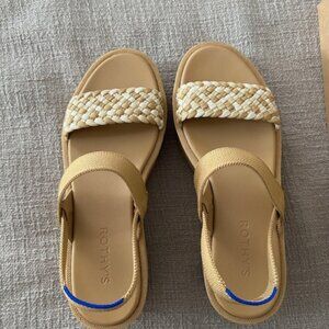 Rothy's Lighweight Wedge Sandal, Size 8 in Beach Sand Woven